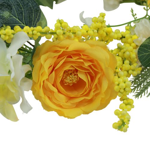 Artikel Kunstig blomsterkrans Kunstig blomsterkrans gul hvid 42cm