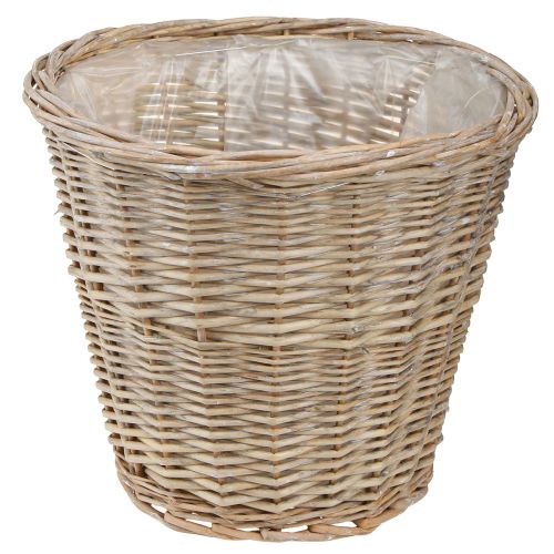 Urtepottekurv pil i naturgrå/hvid H26cm 2stk