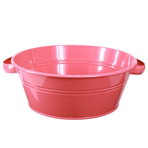 Artikel Blomsterskål metal pink skål med hanke rund Ø33,5cm