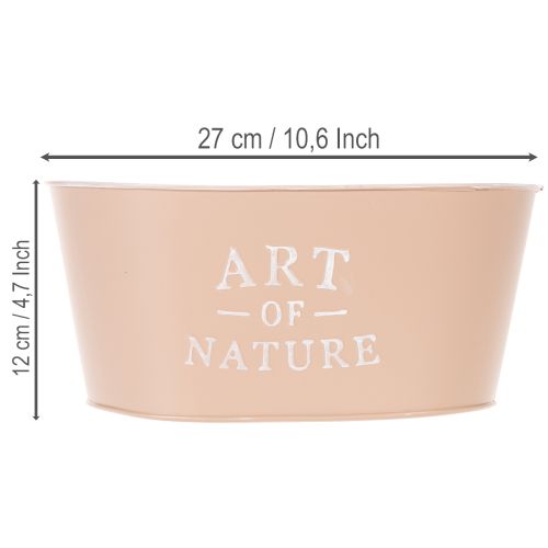 Oval blomsterskål af zink, antik rose, plantekasse, 27×18 cm, H12,5 cm | Floristik24.dk