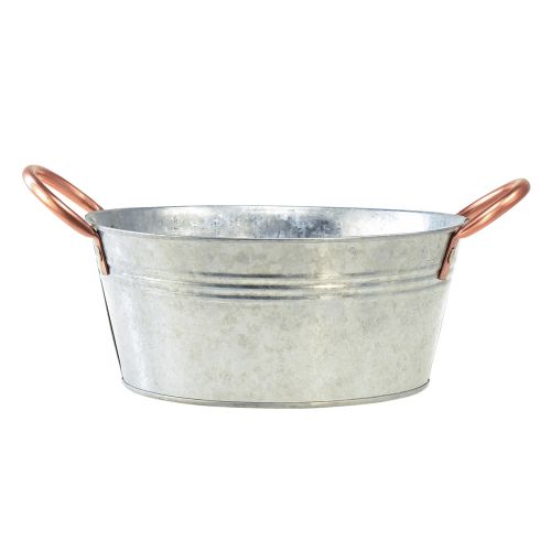 Artikel Blomsterskål rund med hanke metalskål Ø21cm H9,5cm