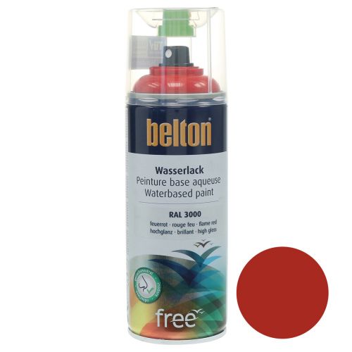 Artikel Belton fri vandbaseret maling rød højglans farve spray brand rød 400ml