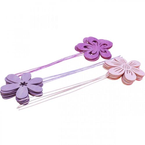 Floristik24 Havepæl Blomsterpæl Violet/Lilla/Pink Ø9,5cm 15 stk.