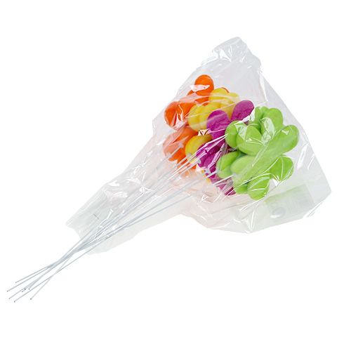 Artikel Blomsterpind blomst farverig flokket Ø8,5cm 8 stk