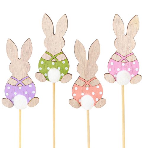 Artikel Blomsterpind Farverig Bunny Trædekoration Påske 6cm 12 stk
