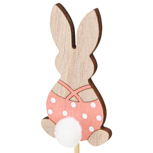 Artikel Blomsterpind Farverig Bunny Trædekoration Påske 6cm 12 stk