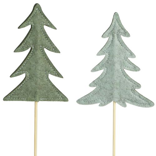 Artikel Blomsterprop filt dekoration grønt juletræ 11x3,5cm 6 stk