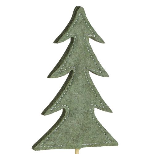 Artikel Blomsterprop filt dekoration grønt juletræ 11x3,5cm 6 stk