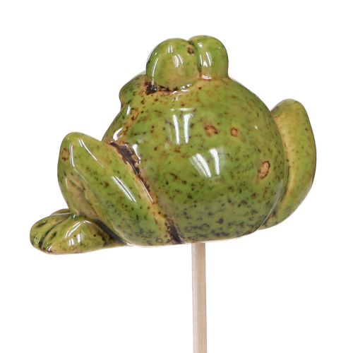 Artikel Blomsterprop frø keramik grøn brun 6x4x4,5cm 4 stk