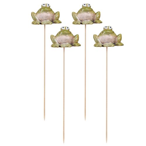 Artikel Blomsterprop frø keramik grøn brun 6x4x4,5cm 4 stk