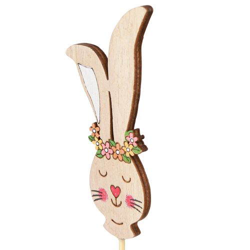 Artikel Blomsterprop træ dekorativt kaninhoved på pind 11cm 12 stk
