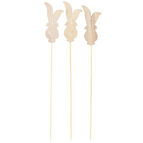 Artikel Blomsterprop træ dekorativt kaninhoved på pind 11cm 12 stk