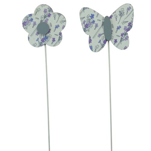 Artikel Blomsterprop sommerfuglblomst dekorativt stik træ 7cm 12 stk
