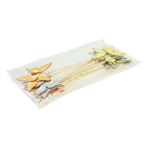 Artikel Blomsterprop sommerfugletræ med fjer 8x7cm 12 stk