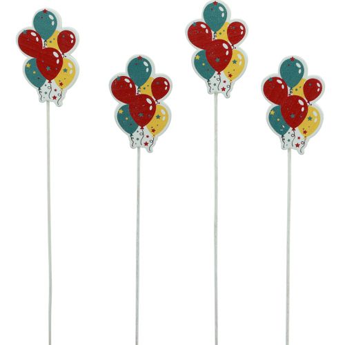 Artikel Blomsterstik buket dekorative kage topper balloner farverige 26cm 15 stk