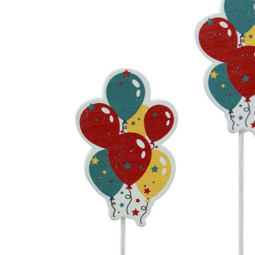 Artikel Blomsterstik buket dekorative kage topper balloner farverige 26cm 15 stk