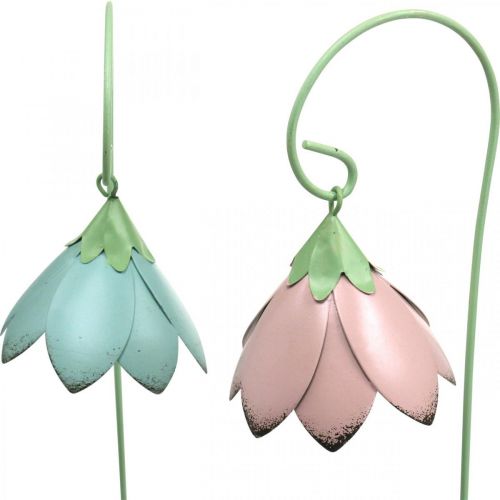 Floristik24 Klokkeblomster til klistring, metalblomster, fjederpropper L34cm pink, lilla, blå, hvid sæt med 4 stk.