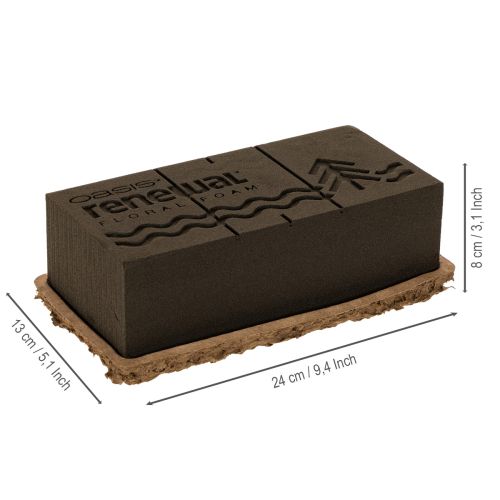 Artikel Blomsterskum 1/1 mursten OASIS® Renewal® Blomsterskum Biolit® 24 cm 2 stk.