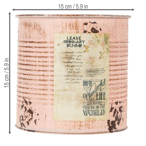 Artikel Blomsterpotte dekorativ dåse laksefarvet metalplanter Ø15,5 cm H15 cm