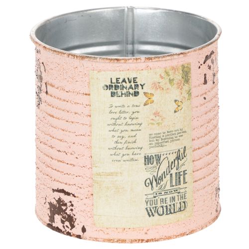 Floristik24 Blomsterpotte dekorativ dåse laksefarvet metal sommerdekoration Ø11cm H10,5cm