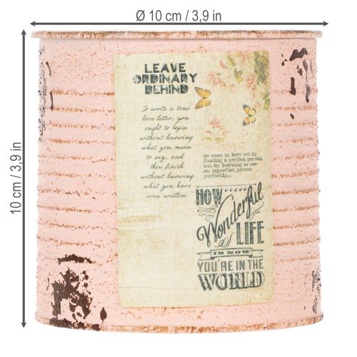 Artikel Blomsterpotte dekorativ dåse laksefarvet metal sommerdekoration Ø11cm H10,5cm