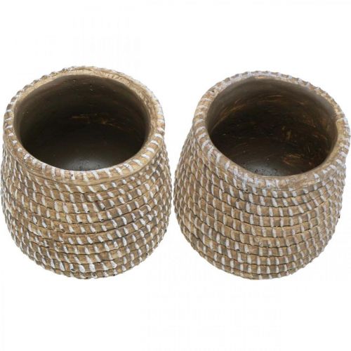 Floristik24 Boho urtepotte flettet look potte keramik Ø6cm H7,5cm 4stk