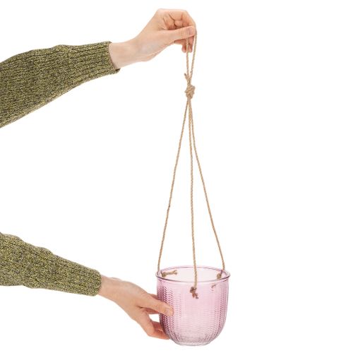 Glasurtepotte/hængende lanterne, lilla/grøn, 14 cm, 2 stk. | Floristik24.dk