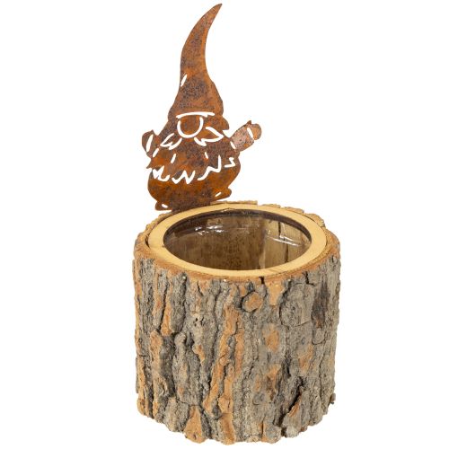Floristik24 Urtepotte træbark plantekasse gnome rust H24cm