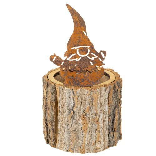 Artikel Urtepotte træbark plantekasse gnome rust H24cm