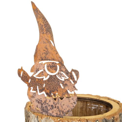 Artikel Urtepotte træbark plantekasse gnome rust H24cm