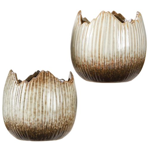Artikel Urtepotte Keramisk Egg Broken Creme Brown Ø11,5cm 2 stk