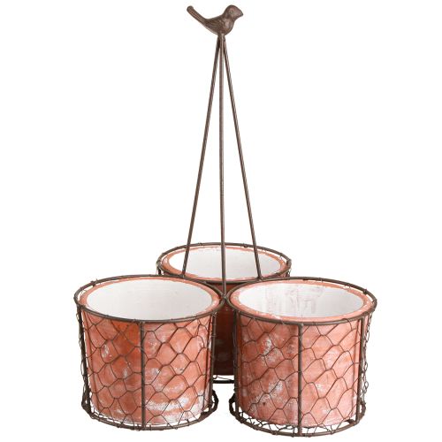 Artikel Urtepotte keramik netkurv metal brun Ø30cm H11,5cm