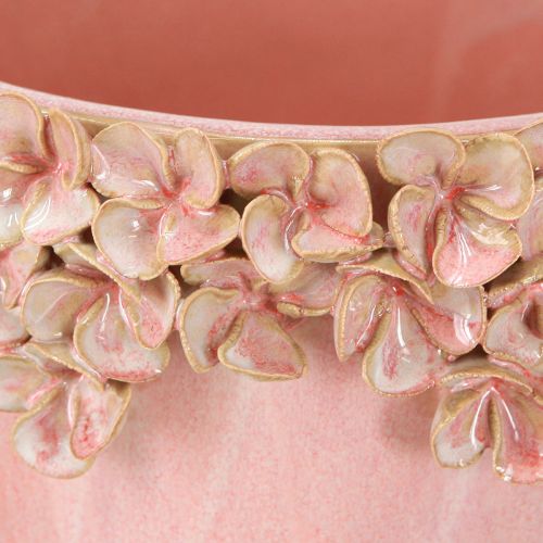 Artikel Urtepotte Keramik med Blomsterkant Pink Ø19cm H16,5cm