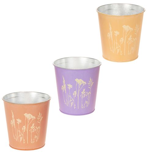 Rund pastelfarvet urtepotte med blomstermotiv til stueplanter, 12 cm, 3 stk. købe | Floristik24.dk