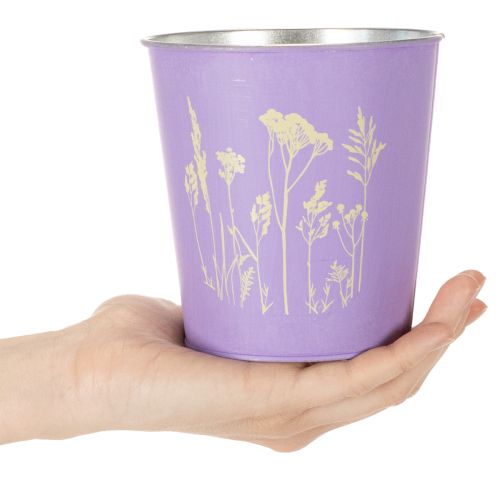 Rund pastelfarvet urtepotte med blomstermotiv til stueplanter, 12 cm, 3 stk. | Floristik24.dk