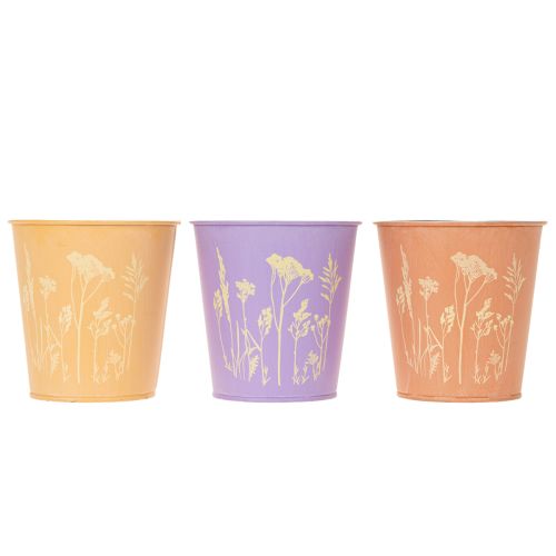 Blomsterpotter i pastelfarver med motiv – sæt med 3 stk. á Ø10 cm | Floristik24.dk