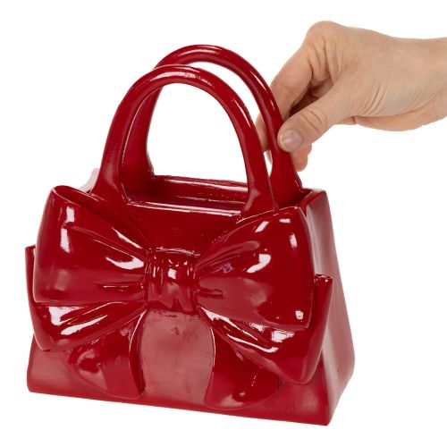 Dekorativ håndtaskevase med sløjfe, blank, 22 cm | Floristik24.dk