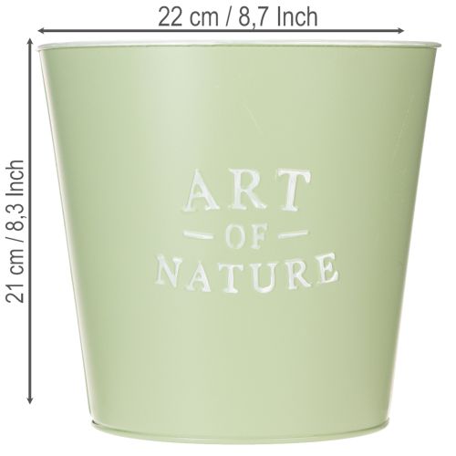 Artikel Zink urtepotte, metal plantekasse, mintgrøn, Ø22 cm, H21 cm