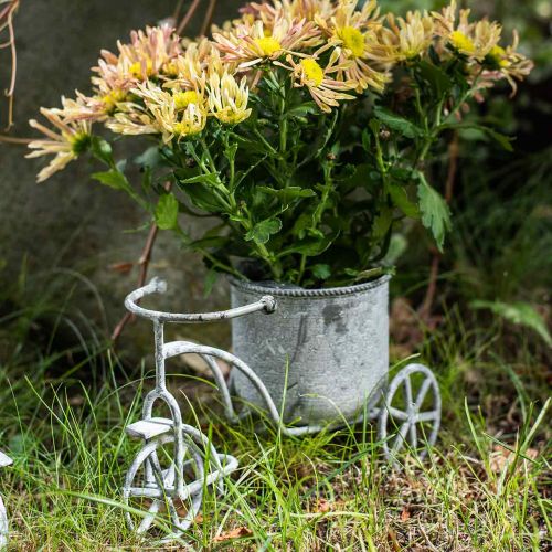 Floristik24 Urtepotte cykel metal vintage hvid vasket 24 × 13 × 14cm