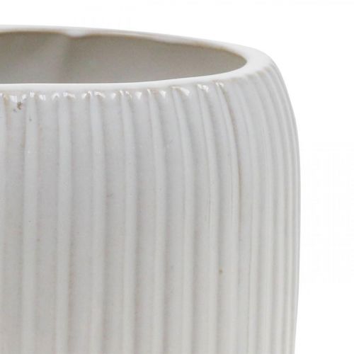 Floristik24 Urtepotte keramisk plantekasse med riller hvid Ø14,5cm H12,5cm
