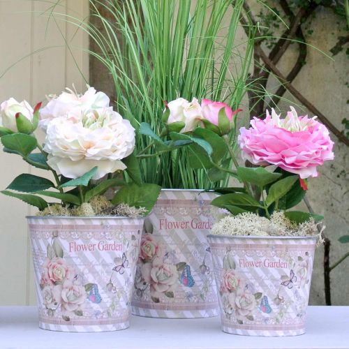 Floristik24 Urtepotte metal roser sommer dekoration plantekasse Ø15cm H15,5cm