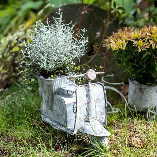 Floristik24 Urtepotte løbehjul metal vintage hvid vasket 35×12×23cm