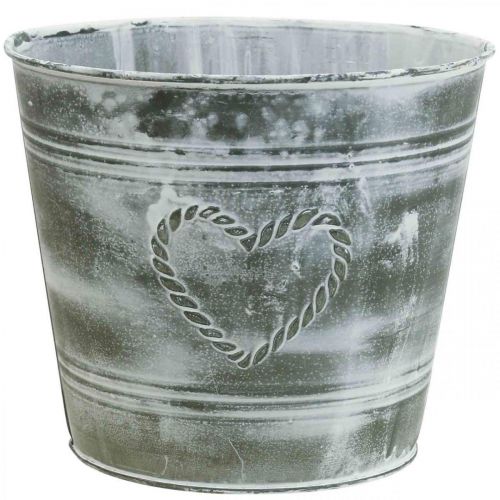 Urtepotte Shabby Chic plantekasse metalhjerte Ø22cm H17,5cm