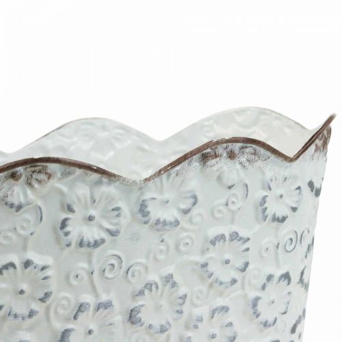 Floristik24 Planteskål hvid metal cachepot plantepotte 26×14×12,5cm
