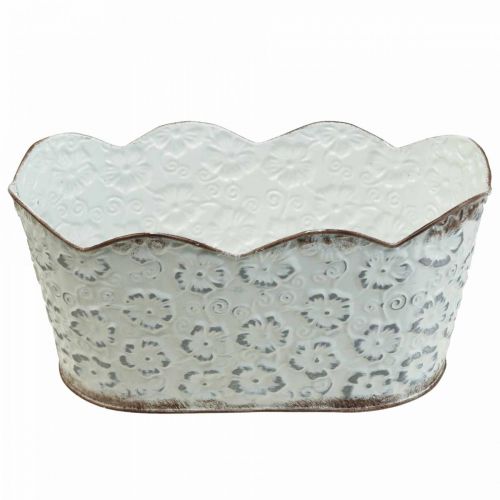Floristik24 Planteskål hvid metal cachepot plantepotte 26×14×12,5cm