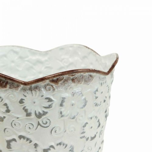 Floristik24 Urtepotte hvid metal cachepot plantepotte Ø13cm H11,5cm