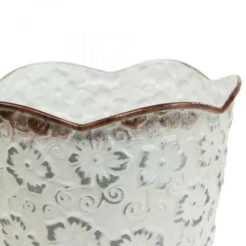 Floristik24 Urtepotte hvid metal cachepot plantepotte Ø16cm H12,5cm
