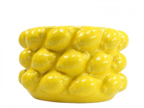 Urtepotte citron plantekrukke keramisk gul Ø18,5cm H12cm
