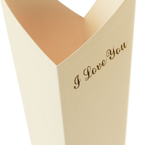 Artikel Blomsterpose roser gaveemballage creme 46cm 12 stk