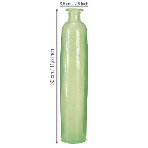 Artikel Blomstervase glas dekorativ vase i grøn høj Ø6,5cm H30cm